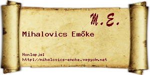 Mihalovics Emőke névjegykártya